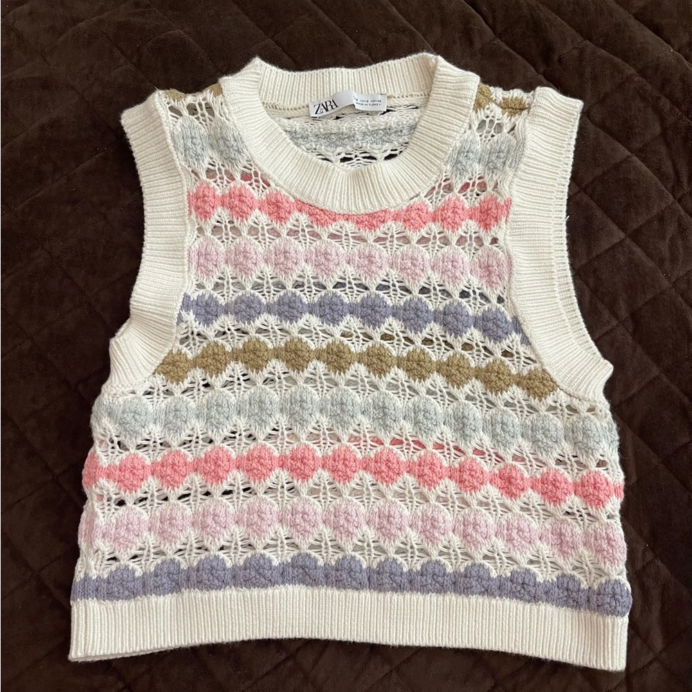 crochet cotton sweater vest from zara - size small.